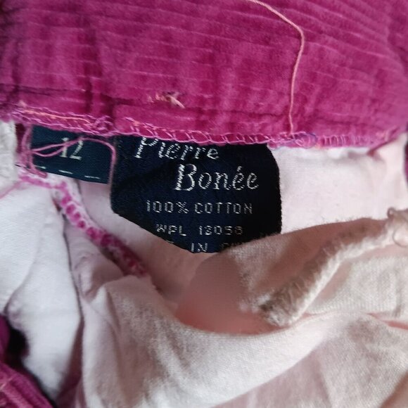 Vintage 80's Pierre Bonée Girls 12 24x25 Corduroy Cargo Pants Fuchsia Pink Cords - Picture 5 of 5